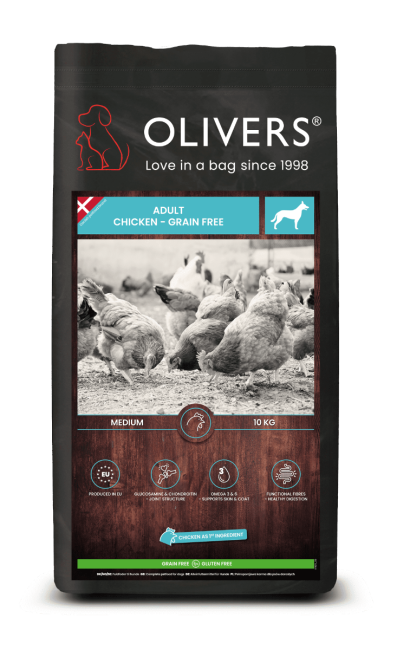 Kornfrit hundefoder med kylling